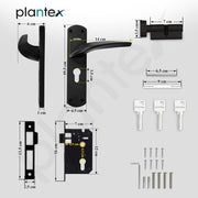 Plantex Heavy-Duty Door Lock Handle Set/ 6-Lever Lock Mechanism with 3 Years of Warranty/Mortise Lock with 3 Keys, Brass Lock Body & Cylinder - (Z-Black)