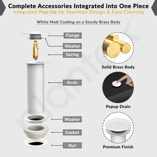 Plantex Pure Brass Waste Coupling 5 Inch/Waste Coupling for Wash Basin/Coupling for Drain Out let System Full Thread - Pack of 1 (Ceramic White)
