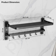 Plantex Self Adhesive Towel Hanger for Bathroom/Towel Rack for Bathroom 24 Inch/Towel Rack Standing/Bathroom Accessories - Pack of 1(Black, 6800)