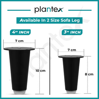 Plantex 4 Inch Sofa Legs for Bed Furniture/Sofa Legs for Table/Sofa Support Legs with Rubber Grip (Black, 6 Pcs)