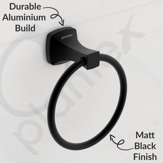 Plantex Space Aluminium Napkin Holder for Wash Basin/Towel Ring/Napkin Hanger/Towel Hanger/Bathroom Accessories (Black Powder Coated)