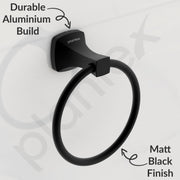 Plantex Space Aluminium Napkin Holder for Wash Basin/Towel Ring/Napkin Hanger/Towel Hanger/Bathroom Accessories (Black Powder Coated)