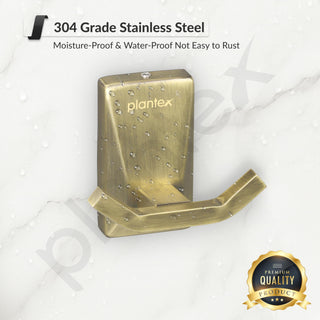 Plantex 304 Grade Stainless Steel Robe Hook/Hanger for Bathroom/Robe Hooks for Bathroom/Hooks/Bathroom Accessories - Crystal (Brass Antique)