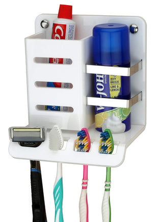 Plantex Acrylic Multipurpose Tooth Brush Holder/Stand/Tumbler for Bathroom Accessories for Home - (White)