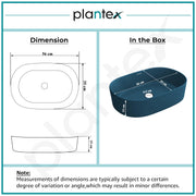 Plantex Ceramic Wash Basin for Bathroom/Oval Counter Top Basin/Tabletop Wash Basin for Home/Office(Pine Blue - 22x14x6 inch)
