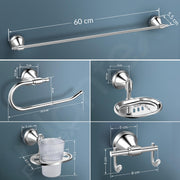 Plantex 304 Grade Stainless Steel Bathroom Accessories Set of 5 - Towel Rod/Hand Napkin Hanger for Wash Basin/Soap Case/Toothbrush Holder/Robe Hook - Niko (Chrome)