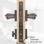 Plantex Main Door Lock/Mortise Lock for Doors - Robust Door Lock Handle for Home with Brass Lock Body & Cylinder (PT-014, Satin Black & Rose Gold)