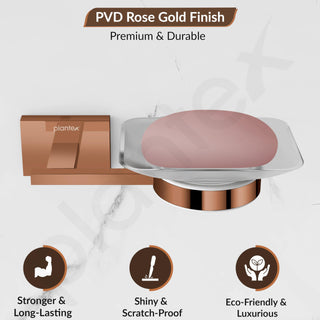 Plantex 304 Grade Stainless Steel Square Shape Wall Mounted Soap Holder/Soap Stand/Soap Case/Bathroom Accessories - Benz (Rose Gold)