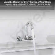 Plantex Pure Brass Sink Mixer Tap Hot and Cold with 360Ãƒâ€šÃ‚Â°Swivel Spout/Mixer Tap for Kitchen Sink with Brass Wall Flange and Teflon Tape/Kitchen Sink Tap-(Mirror-Chrome Finish)