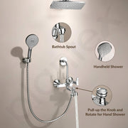 Plantex Pure Brass 3-in-1 Wall Mixer with L-Bend Provision for Overhead and Hand Shower/Bathroom Mixer Tap with Brass Wall Flange & Teflon Tape/Wall Mixer for Bathroom - (Star, Chrome)