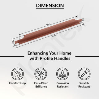 Plantex Profile Handle for Kitchen Cabinet/26 Inch Alluminium Drawer Profile Handle/Wardrobe Pull Handle for Home/Office/Hotel - Pack of 3 (Rose Gold)