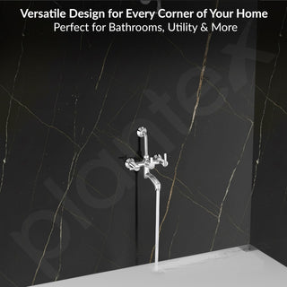 Plantex Wall Mixer for Bathroom 2 In 1 with Overhead Shower Provision and Long Bend Pipe/Mixer Tap for Bathroom with Water Saving Nozzle-7 Year Warranty (AQ-1418-Mirror Chrome)