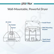 Plantex Automatic Hand Dryer/1200W Small Hand Dryer Machine/Hand Wash Air Dryer for Bathroom/Office/Hotel/Commercial Use (White)