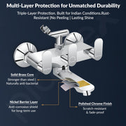 Plantex Pure Brass Telephonic Wall Mixer with Crutch Arranging of Hot & Cold Water/Mixer Tap for Bathroom with Water Saving Aerator and Brass Wall Flange -(Orn-217-Chrome)