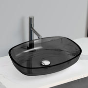 Plantex Matt Basin For Bathroom/Glass Tabletop Wash Basin/Luxury Countertop Basin For Home/Office (21 X 16 X 4 Inch - Black)
