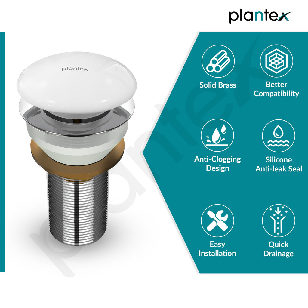 Plantex Pure Brass Chrome Plated 3 inch Full Thread Pop up Coupling fo ...