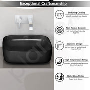Plantex Ceramic Commode with Washbasin/Rimless Washdown Commode for Toilet/S Trap Western Toilet Combo/Bathroom Wash Basin - (Matt Black)