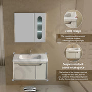 Plantex Unbreakable Wall Mount Wash Basin with Cabinet Full Set/Plywood Bathroom Vanity with Mirror, Coupling & Cabinet Motion Sensor Light (NZBC-35)