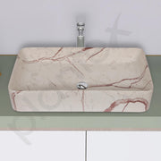 Plantex Ceramic Tabletop Washbasin/Bathroom Sink/Basin for Bathroom/Wash Basin for Restaurant, Hotel (Marble Finish, 24 x 13 x 5 Inch)