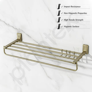 Plantex 304 Grade Stainless Steel 24 inch Towel Rack/Towel Bar/Towel Hanger/Towel Storage for Bathroom - Crystal (Brass Antique)