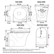 Plantex Platinum Ceramic Rimless Wall Hanging Commode/Western Toilet/Washdown Flush for Bathroom/Commode with Soft Toilet Seat Cover - P Trap ( Choco )