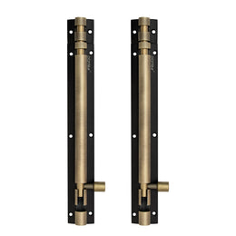 Plantex Heavy Duty 8-inch Joint-Less Tower Bolt for Wooden and PVC Doors for Home Main Door/Bathroom/Windows/Wardrobe - Pack of 2 (703, Brass Antique and Black)