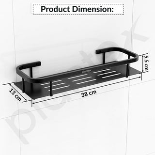 Plantex 304 Stainless Steel Bathroom Shelf/Wall Mounted Bathroom Organiser with Drill/Kitchen Storage Shelf(15X5 Inch-Black Finish)