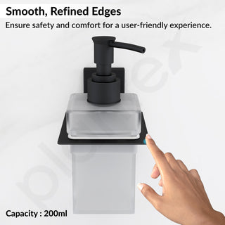 Plantex 304 Grade Stainless Steel Liquid Soap Dispenser for Bathroom/Frosted Glass Liquid Shampoo Dispenser/Hand wash Dispenser/Bathroom Accessories - Pack of 1 (Crystal, Black)