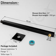 Plantex 21-Inch Shower Arm for Overhead Shower/Stainless Steel Shower Pipe/Wall Mount Bathroom Fitting with Â½-Inch Thread - Pack of 1 (Black)