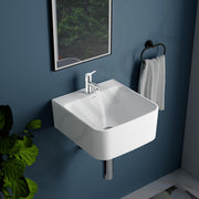 Plantex Ceramic Basin with Stainless Steel Pillar Cock/Wall Hung Basin/Deck Mount Tap/Basin for Bathroom - (Roma - Combo)