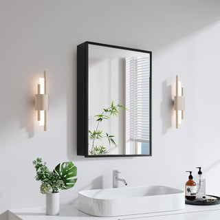 Plantex Aluminium Framed Bathroom Cabinet with Mirror/Heavy-Duty Steel Body Bathroom Storage Organizer/Shelf - 12x18 Inch, Black