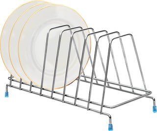 Plantex Stainless Steel Plate Rack/8 Slot Plate Stand for Kitchen Cabinet/6-Inches Dish Rack with Anti-Skid Cap Coated Leg(Pack of 1, Size-6 Inches, Slot-8)