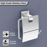 Plantex Aqua Heavy-Duty Stainless Steel Toilet Paper Roll Holder/Toilet Paper Holder in Bathroom/Kitchen/Bathroom Accessories (Chrome) - Pack of 1