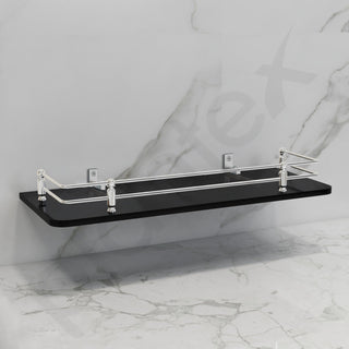 Plantex Premium Black Glass Shelf for Bathroom/Kitchen/Living Room - Bathroom Accessories (Polished 15x6 - Pack of 1)