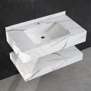 Plantex Floating Vanity/Slab Tile Vanity with Washbasin for Bathroom/Wall Mount Cabinet with Sink - (Statuario Arco - 80 X 47 cm)