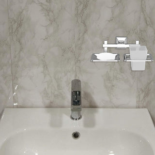 Plantex 304 Grade Stainless Steel 2in1 Soap Holder with Tumbler Holder/Bathroom Accessories - Squaro (Chrome)