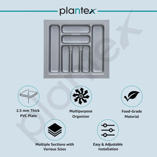 Plantex Cutlery Tray for Kitchen Drawer/Cutlery Cosmetic Stationary Organizer/Cabinet Cutlery Tray Organizer for Modular Kitchen - (Grey-21 X 18.5 INCH)