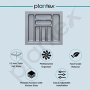 Plantex Cutlery Tray for Kitchen Drawer/Cutlery Cosmetic Stationary Organizer/Cabinet Cutlery Tray Organizer for Modular Kitchen - (Grey-21 X 18.5 INCH)