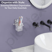 Plantex 304 Grade Stainless Steel Glass Tumbler Holder/Toothbrush Holder for Bathroom/Bathroom Accessories - Crystal (Chrome)