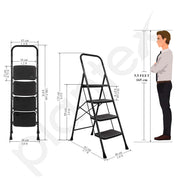 Plantex Premium Foldable Ladder for Home Use Ã¢â‚¬â€œ Durable Alloy Steel ladder/4-Step Ladder for Safe and Easy Access (Black & Grey)