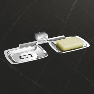 Plantex Double Soap Holder for Bathroom/304 Grade Stainless Steel Soap Dish/Dual Soap Stand/Bathroom Accessories - Pack of 1 (Tesla - 2707, Chrome)