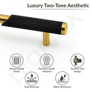 Plantex Stainless Steel & Aluminium Cabinet Handle/96mm Wardrobe Door Handle/Cupboard Pull-Push Handles for Home/Office - Pack of 1 (Black & Gold)