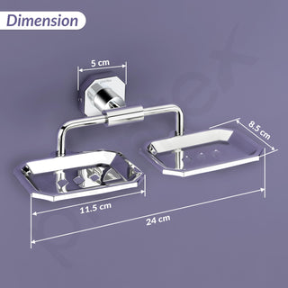 Plantex 304 Grade Stainless Steel Dual Soap Holder/Soap Stand/Soap Dish/Bathroom Accessories - Nipron (Chrome)