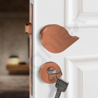 Plantex Heavy Duty Door Lock/Main Door Mortise Lock Handle/Handle Set for Home/Office/Door Accessories (Rose Gold)