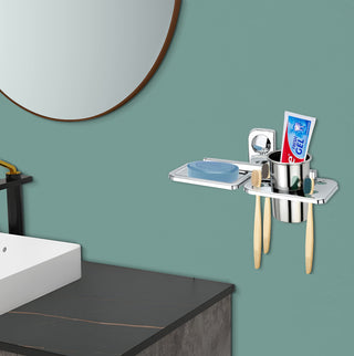 Plantex Dream Stainless Steel 2 in1 Soap Dish with Tumbler Holder/Soap Holder/Bathroom Accessories - Chrome