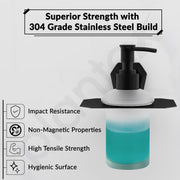 Plantex Liquid Soap Dispenser for Bathroom/304 Grade Stainless Steel Shampoo Dispenser/Handwash Dispenser/Bathroom Accessories - Pack of 1 (PMB-2407, Z-Black)