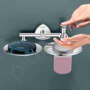 Plantex J4 Stainless Steel Soap Dish with Liquid Dispenser/Soap Stand for Bathroom Wall Mount/Shampoo Dispenser/Bathroom Accessories (Chrome Finish) Angel