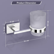Plantex 304 Grade Stainless Steel Tumbler Holder Stand with Spaces for Toothbrush Bathroom Acessories - Benz (Chrome)