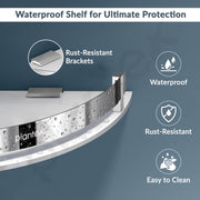 Plantex Corner Shelf for Bathroom Acrylic/Wall Mounted Storage Shelf with Stainless Steel Railings/Bathroom Accessories (White, 12x12 Inches)