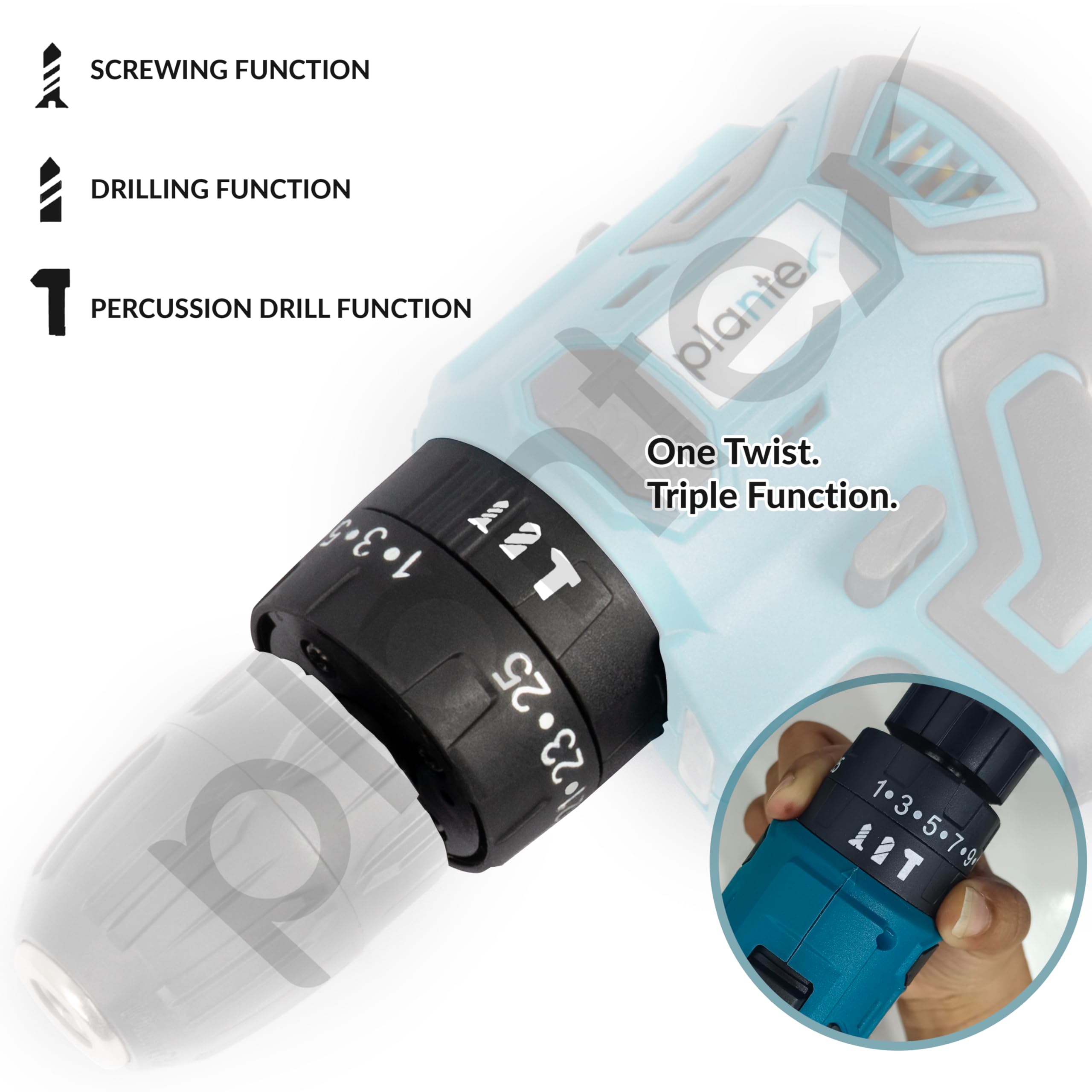 Plantex 21V Cordless Impact Drill Machine with battery & charger